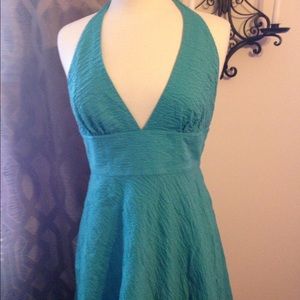 J Crew teal blue halter dress size 8