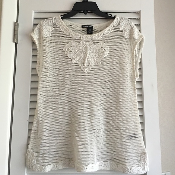 DNKY netted and lace shirt