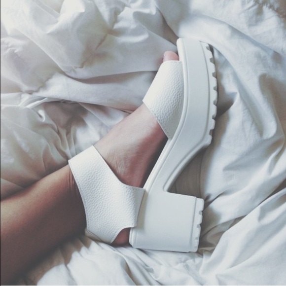 White platform sandals