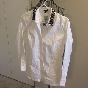 Encrusted collar button down