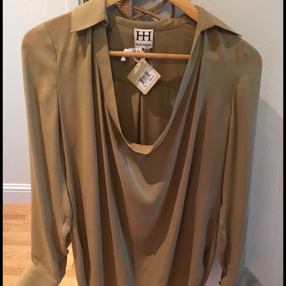 Haute Hippie silk cow neck blouse