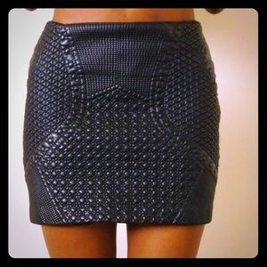 Embroidered Leather Skirt