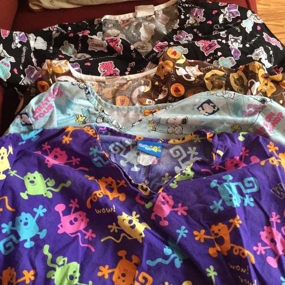Bundle of SEVEN scrub tops!