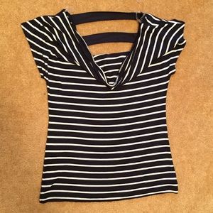 Navy and White Scoop Neck Shirt