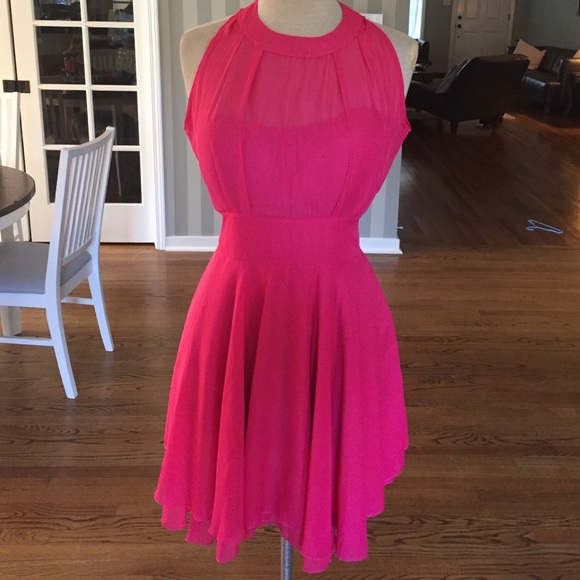 Hot pink halter dress