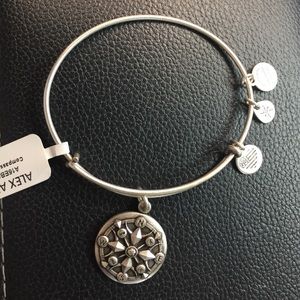 Silver compass Alex and Ani bangle