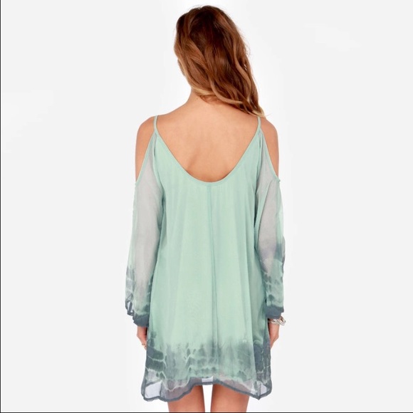 LAST 1! Boho cold shoulder blue tunic dress - Picture 4 of 4