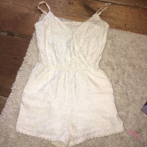 Crochet and lace cream/beige romper