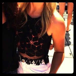 Black lace crop top- Perfect Fest wear!
