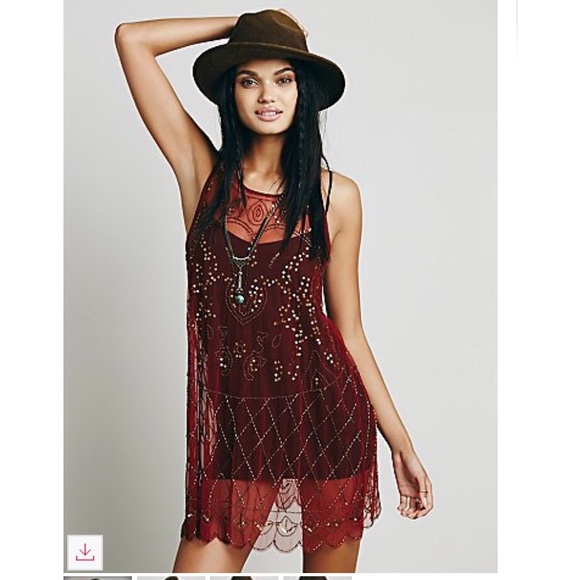 Free people red sequined dress