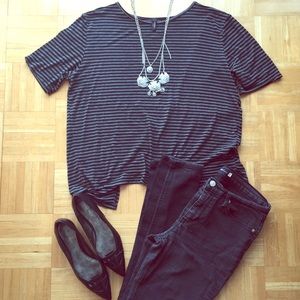 🌻FINAL SALE🌻Striped Boxy Shirt with Open Back