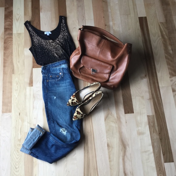 Calvin Klein Black Tank with Gold rhinestones SZ S