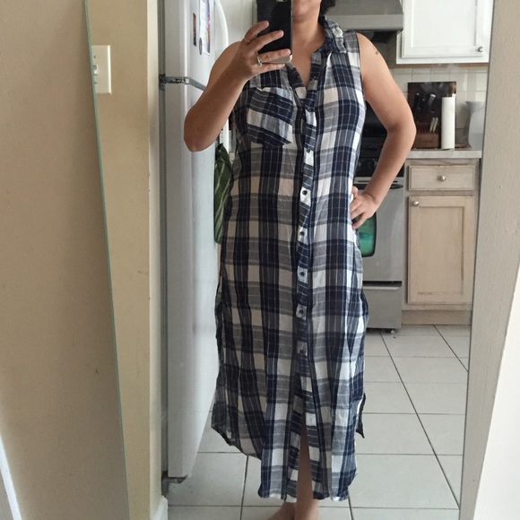 Blue/white shirt dress
