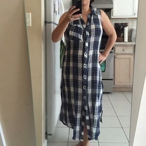 Blue/white shirt dress