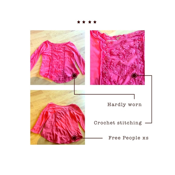 Free people quarter sleeve shirt, red xs