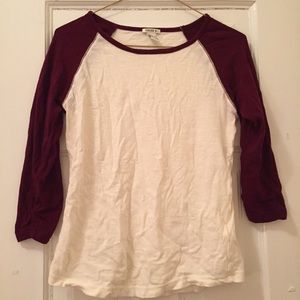 Cream & Maroon Baseball Tee