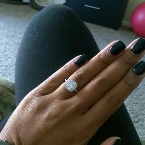 Silver Square CZ fashion ring!!