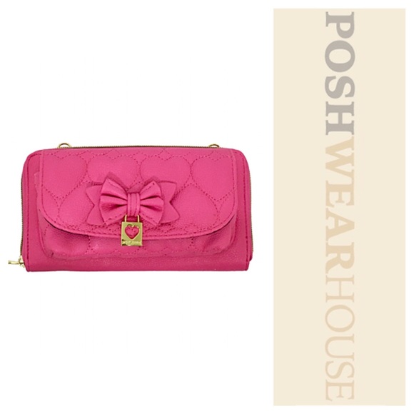 Betsey Johnson Handbags - Pink Puffed Heart Wallet / Craossbody