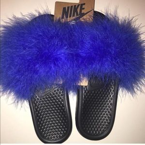 Furry nike slides