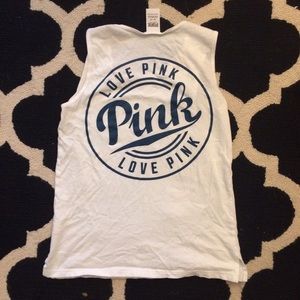 PINK white Campus tank