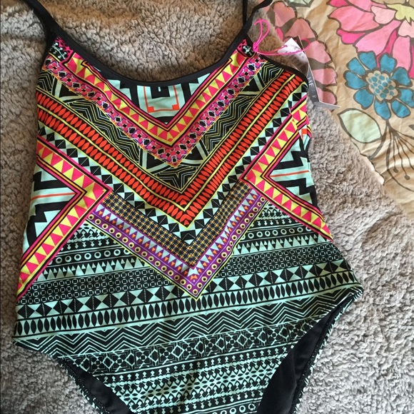 Tribal Patterned One Piece Swimsuit