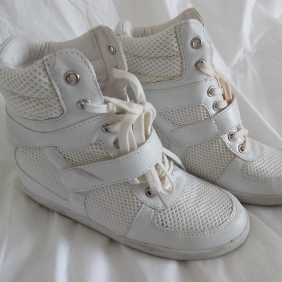 White wedge sneakers