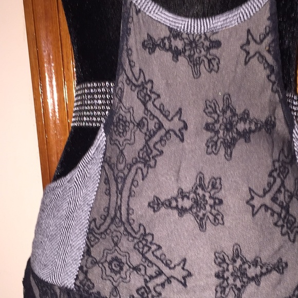 free people lace pinstripe jumper dress - Picture 3 of 4