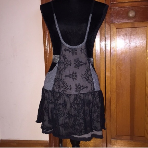 free people lace pinstripe jumper dress - Picture 4 of 4