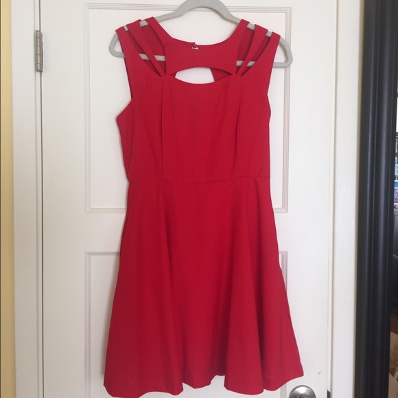 Modcloth Red dress with Geometric Cutouts