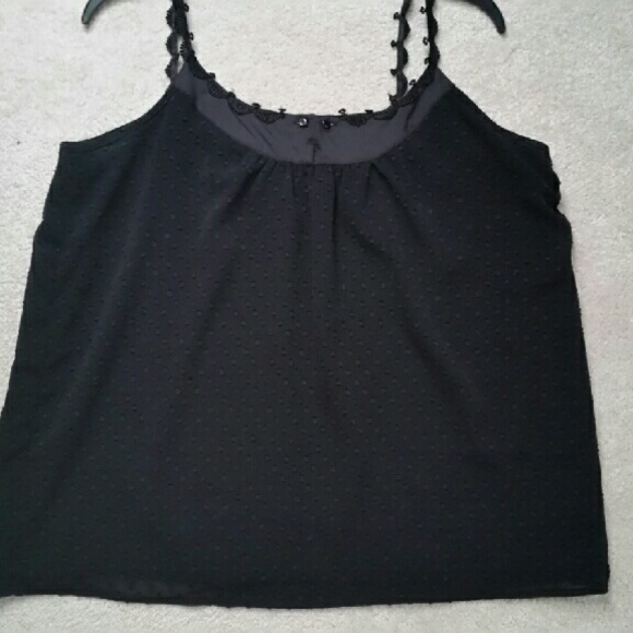 Swiss dotted black camisole