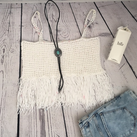 New handmade fringe boho festival top