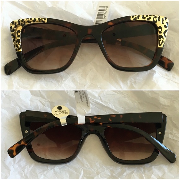 Gold Accent Tortoise Retro Cat Eye Sunglasses - Picture 2 of 3