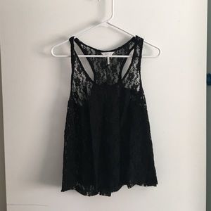 Black lace crop top