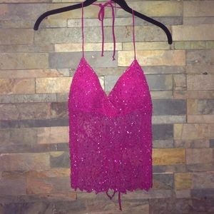 Sexy Hot Pink Beaded Top