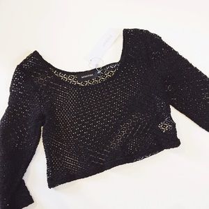 Black crochet crop top