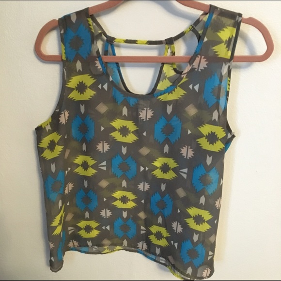 Sheer Aztec Print Tank - Picture 1 of 3