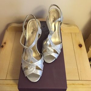 Silver strappy BP Nordstrom heels