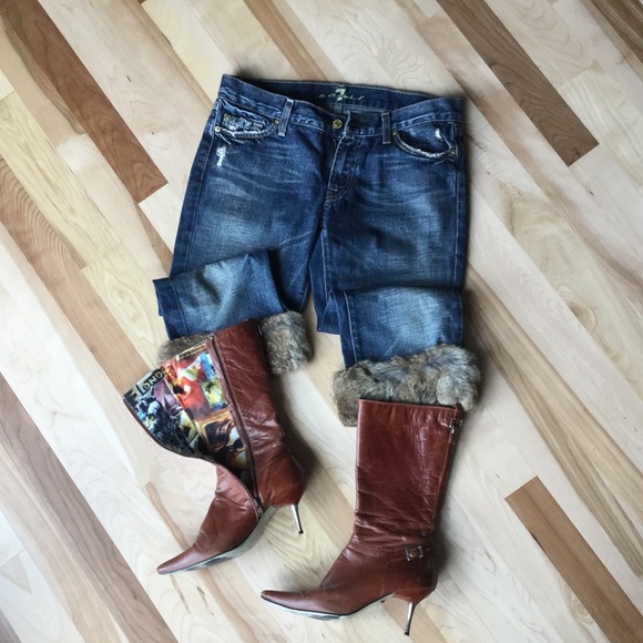 typeZ- brand. Leather Skinny Heeled Boots SZ 7.5