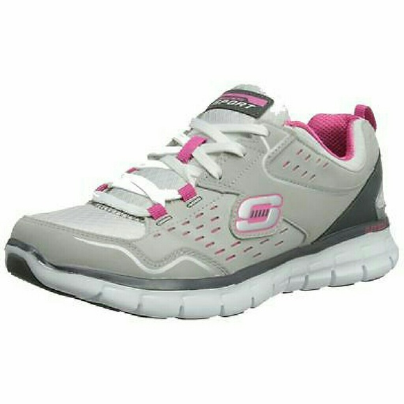 Gray Pink Skechers Shoes Memory Foam Women Sport