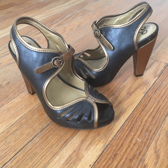 Black and gold heels