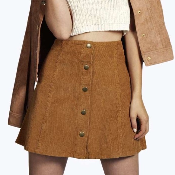 Boohoo Dresses & Skirts - Corduroy button up skirt