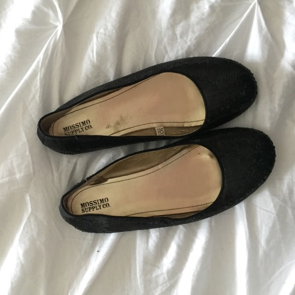 Black ballet sequin flats