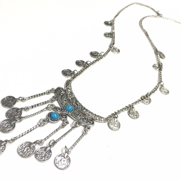 🌟Clearance🌟 Long Turquoise Coin Necklace - Picture 2 of 3