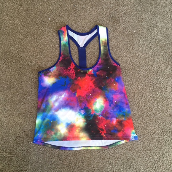Racerback space print workout top