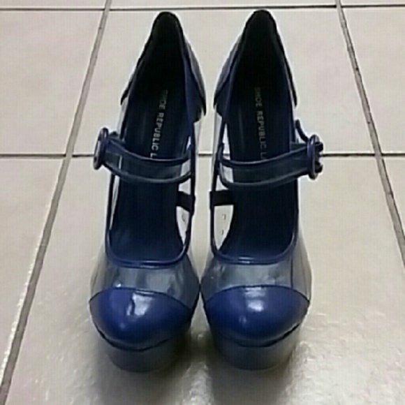 Blue wedge stiletto heels