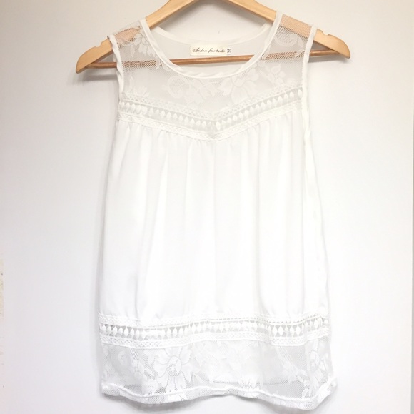 🌟SALE🌟🆕 White Chiffon Lace Tank - Picture 2 of 3