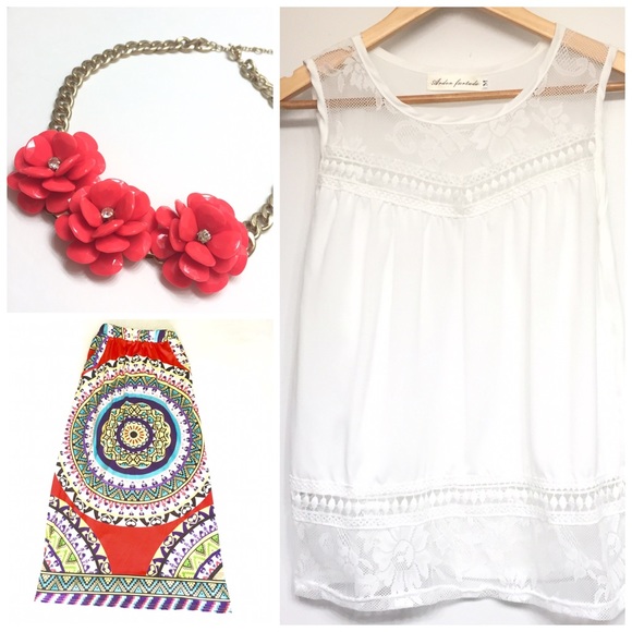 🌟SALE🌟🆕 White Chiffon Lace Tank - Picture 3 of 3