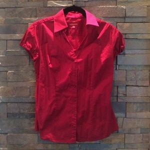 Merona Stretch Cotton Red Button Down Shirt