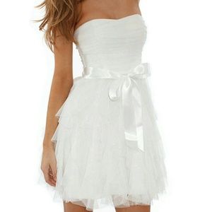 White Glitter Petal Formal Dress