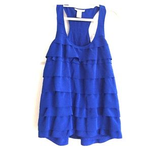 Very cute and summery blue ruffle top!